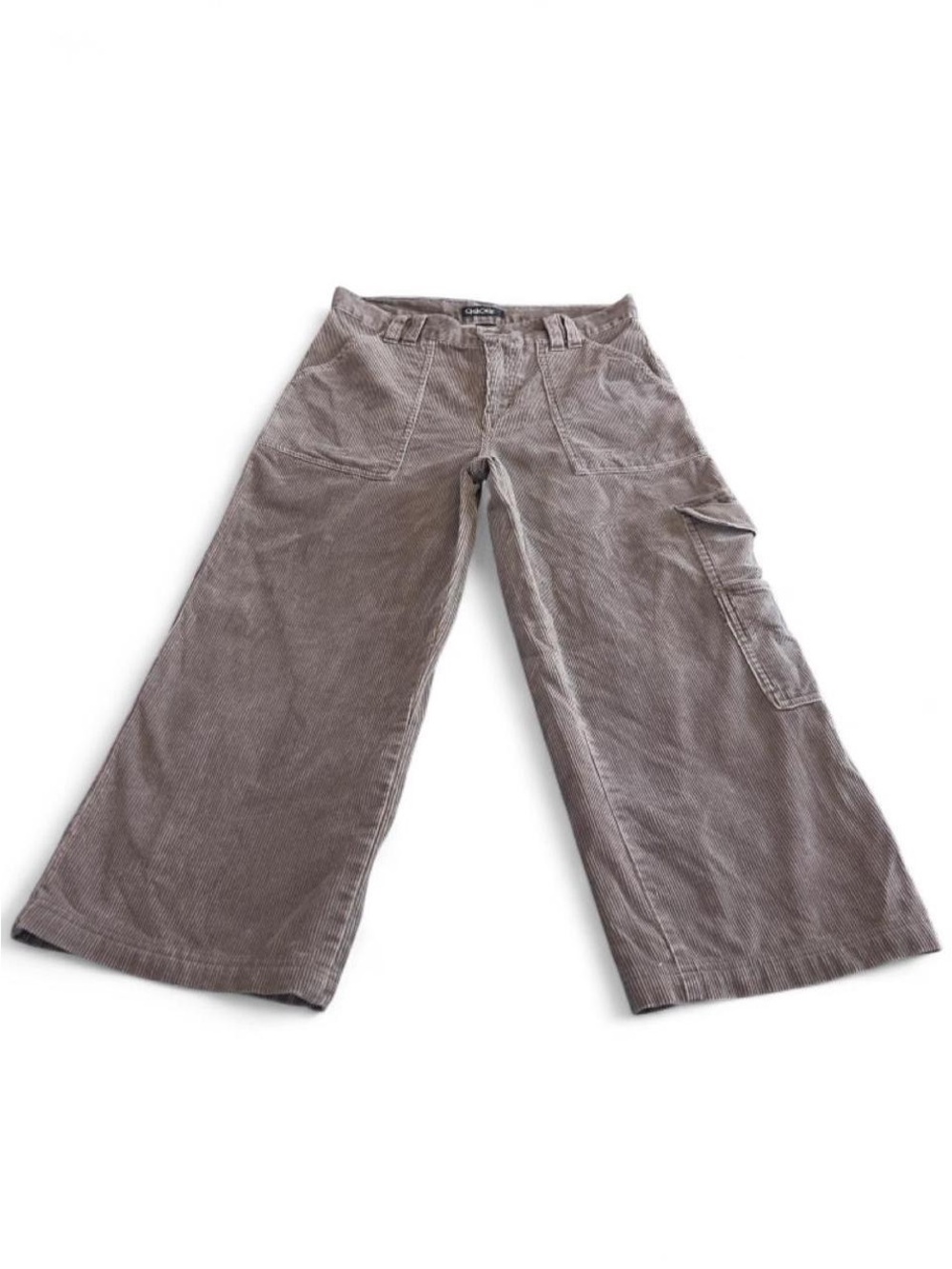 Vintage Y2K Cherokee Taupe Corduroy Cargo Capri Pants Wide Leg Medium size 29